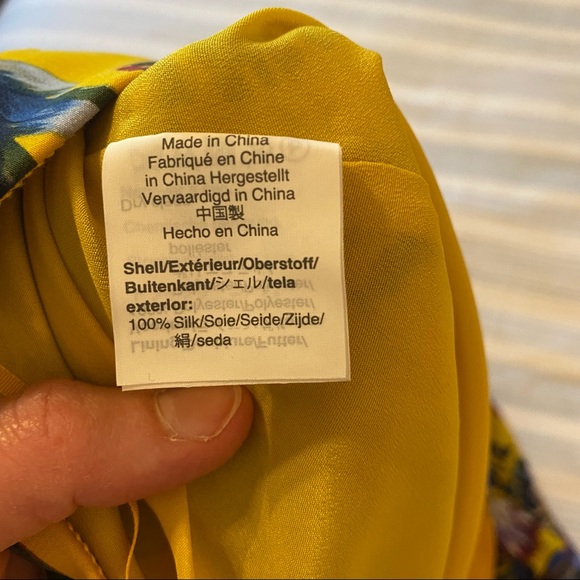 J crew yellow gold purple blue floral silk pleated skirt size 4 - Picture 5 of 9